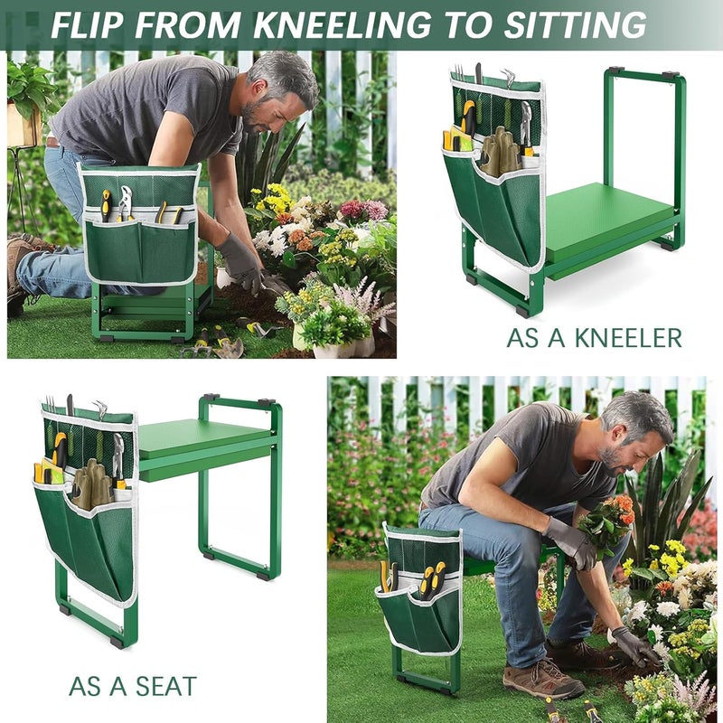 FLINTER 10.2" Wider Garden Kneeler and Seat, Heavy Duty Thick Gardening Bench for Kneeling and Seat - Garden Kneelers for Seniors, Gardening Stools for Women, Grandparents, Gardeners, Green - Image 5
